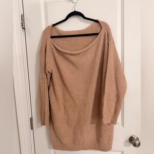 Cozy Tan Women's Mini Sweater Dress-XL
